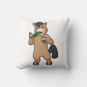 Horse at Eating Vegan Cushion