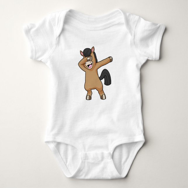 Horse at Hip Hop Dance Dab Baby Bodysuit (Front)