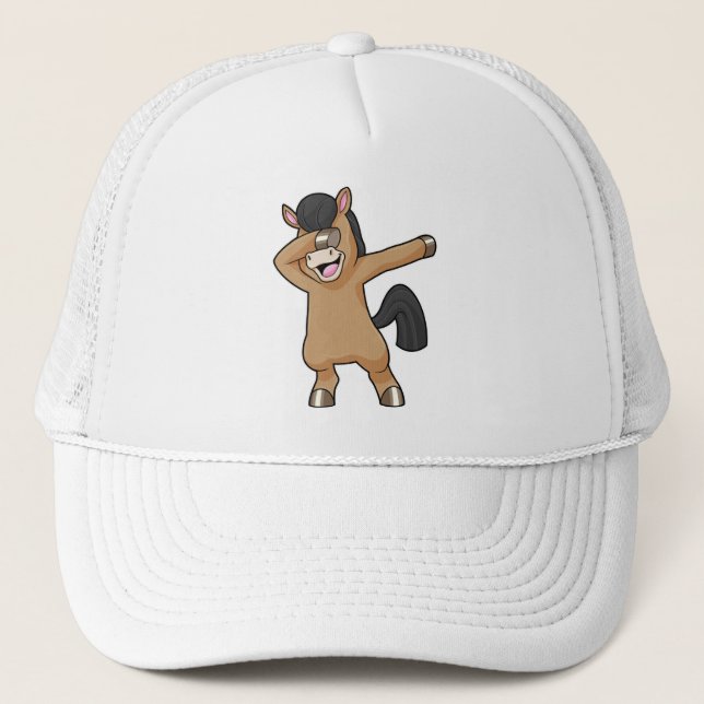 Horse at Hip Hop Dance Dab Trucker Hat (Front)