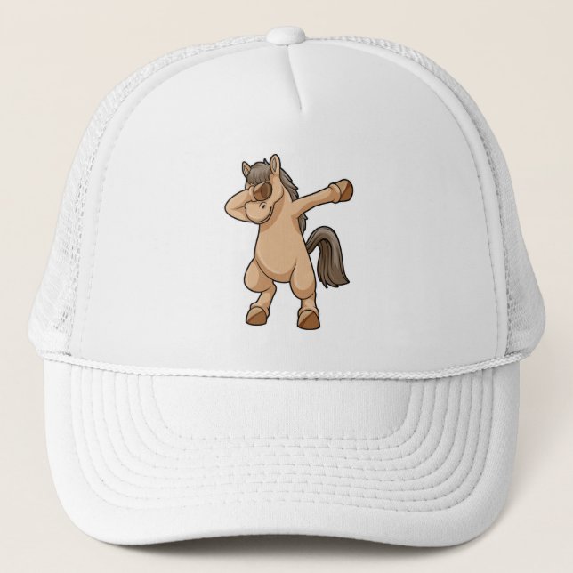 Horse at Hip Hop Dance Dab Trucker Hat (Front)