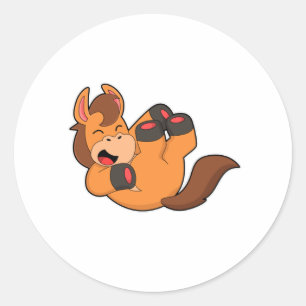 Horse at Laughing Classic Round Sticker