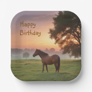 Horse at Sunrise Paper Plate