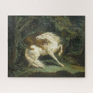 Horse Attacked by a Lion (by Théodore Géricault) Jigsaw Puzzle