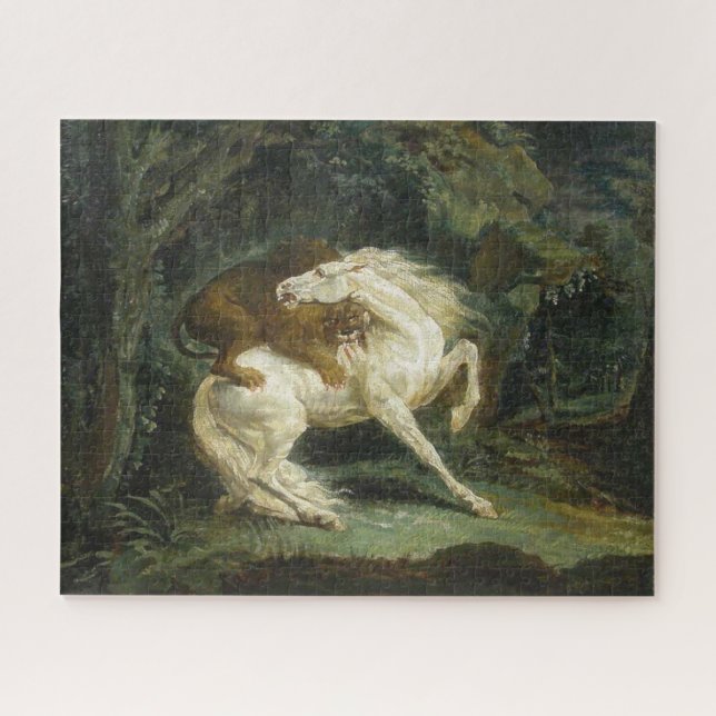 Horse Attacked by a Lion (by Théodore Géricault) Jigsaw Puzzle (Horizontal)