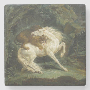 Horse Attacked by a Lion (by Théodore Géricault) Stone Coaster