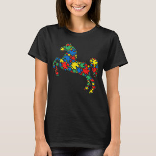 Horse Autism Puzzle for Women Men Kids Autism Awar T-Shirt