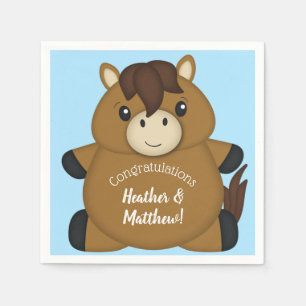 Horse Baby Shower Blue Boy Napkin
