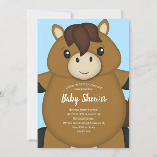Horse Baby Shower Blue Invitation