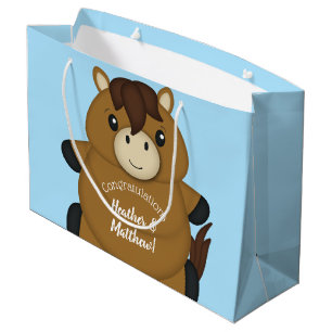 Horse Baby Shower Blue Large Gift Bag