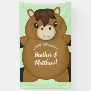 Horse Baby Shower Green Banner