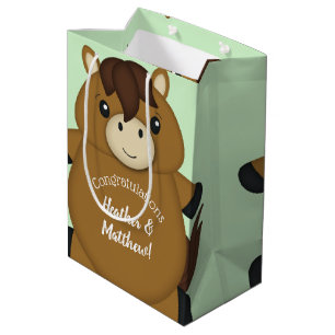 Horse Baby Shower Green Medium Gift Bag