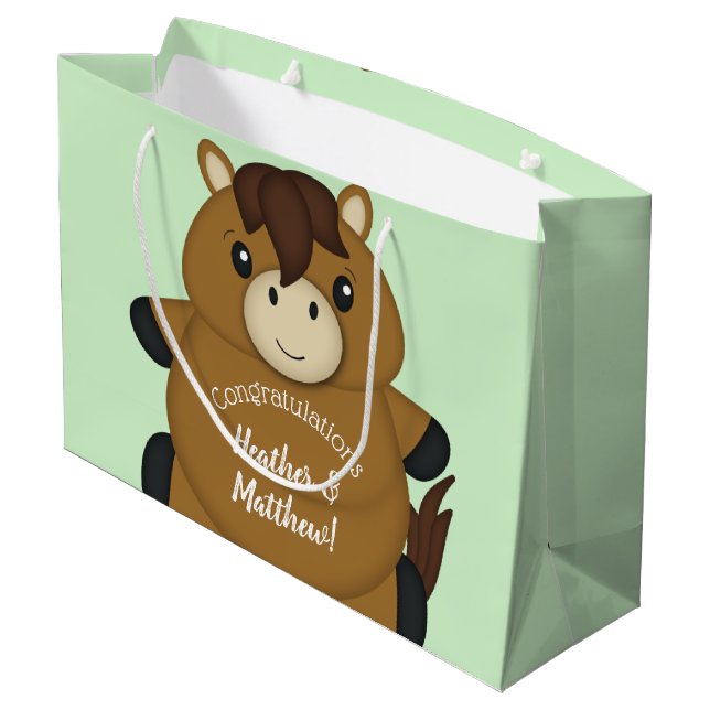 Horse Baby Shower Large Gift Bag (Back Angled)