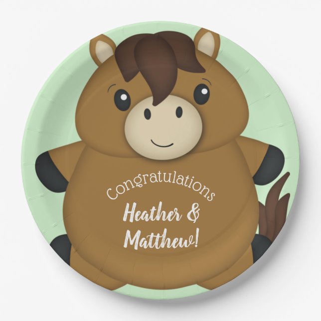 Horse Baby Shower Paper Plate (Front)