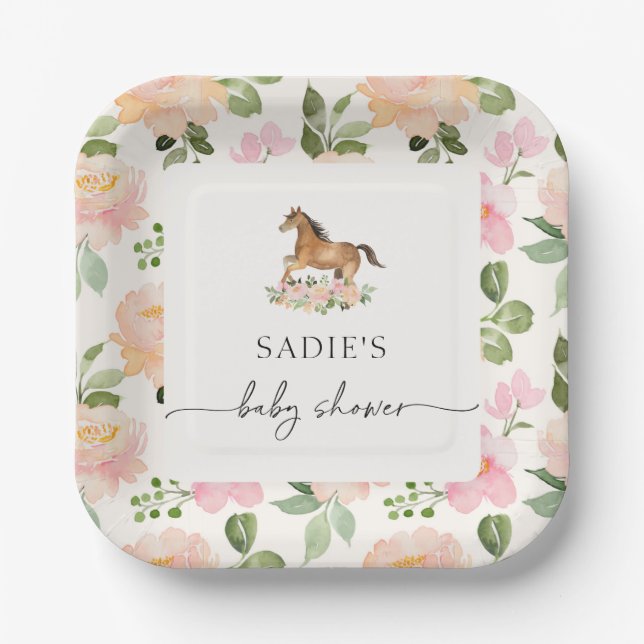 Horse Baby Shower Paper Plates (Front)