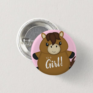 Horse Baby Shower Pink Girl 3 Cm Round Badge