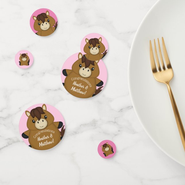 Horse Baby Shower Pink Girl Confetti (Group)