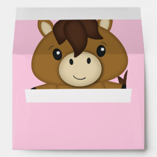 Horse Baby Shower Pink Girl Envelope