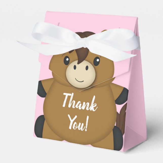 Horse Baby Shower Pink Girl Favour Box (Front Side)