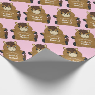 Horse Baby Shower Pink Girl Wrapping Paper