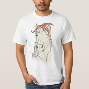 Horse Bandana Graphis Horsebak Riding Funny Horse  T-Shirt