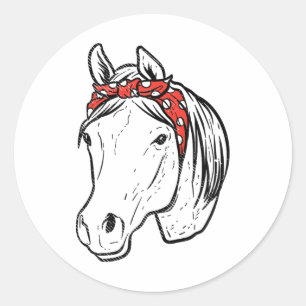 Horse Bandanna Horseback Riding Equestrian Girls W Classic Round Sticker