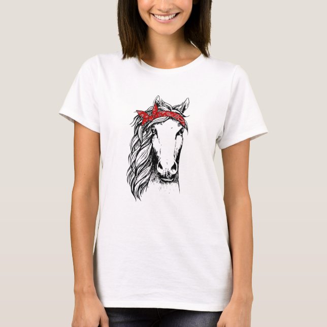 Horse Bandanna T Shirt for Horseback Riding Horse  (Front)