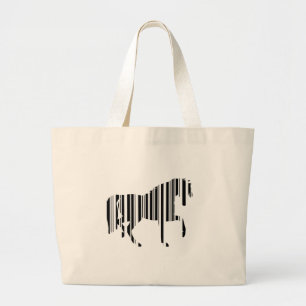 HORSE BAR CODE Zebra Barcode Pattern Design Large Tote Bag