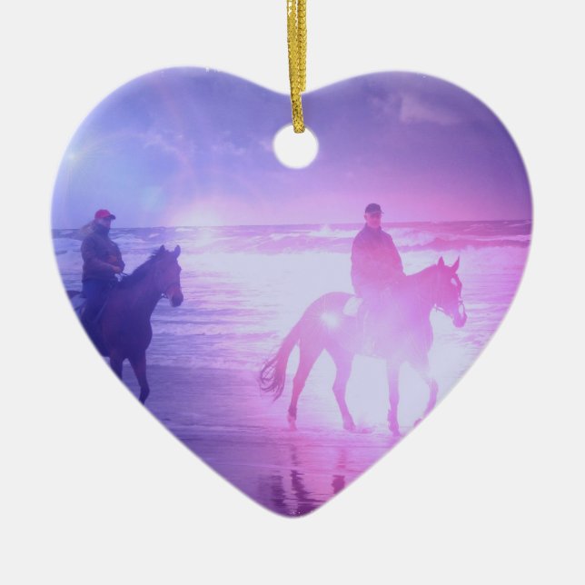 Horse Beach Walk Ornament (Front)