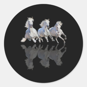 Horse Beautiful mirror mould in galloping horse ri Classic Round Sticker