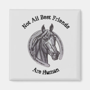 Horse Best Friend Vintage Sketch Large Barn Animal Magnet