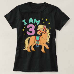Horse Birthday 3 Years Toddler Girls T-Shirt