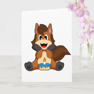Horse Birthday Cake Candle Card
