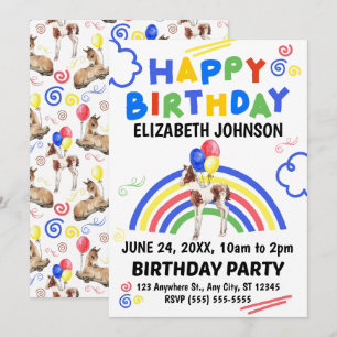 Horse Birthday Invitation in White