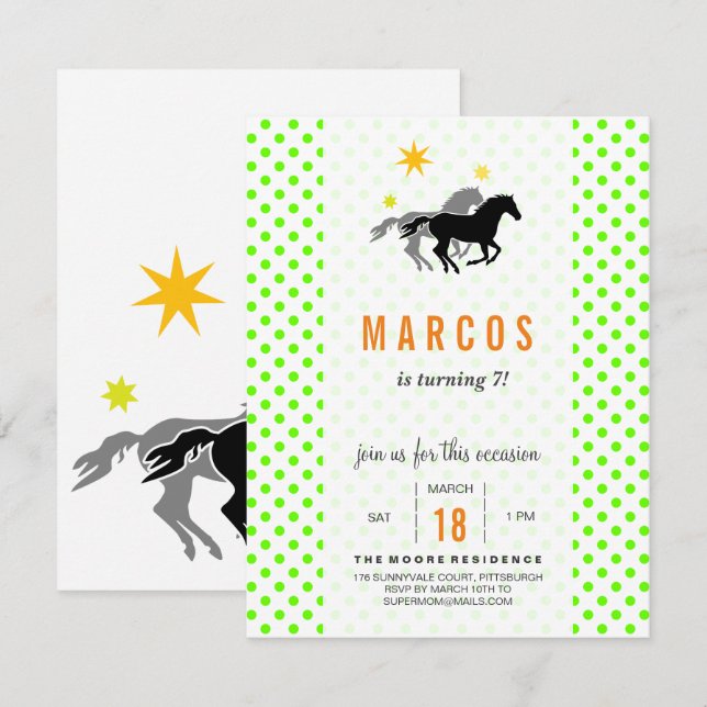 Horse Birthday Invitations (Front/Back)