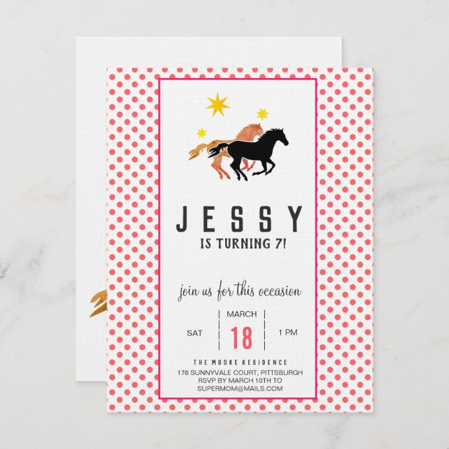 Horse Birthday Invitations (Front/Back)