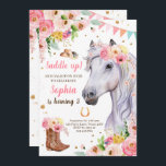 Horse Birthday Invite Girl Cowgirl Pink Floral<br><div class="desc">Set the tone for your party with these elegant invitations with a Horse,  Cowgirl Theme.</div>