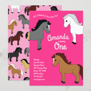 Horse Birthday Party Girl's Pink Invitation