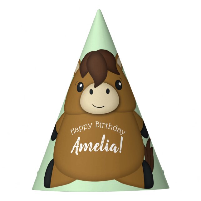 Horse Birthday Party Green Hat (Front)