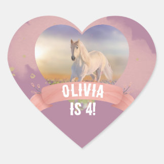 Horse Birthday Party Heart Sticker