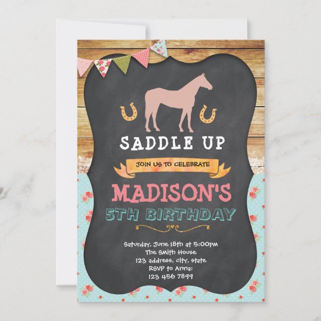 Horse birthday party invitation (Front)