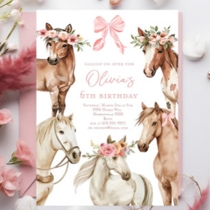 Horse birthday party invitation, Girl horse invita Invitation