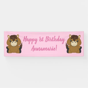 Horse Birthday Party Pink Banner