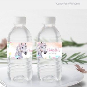 Horse Birthday Party Water Bottle Label