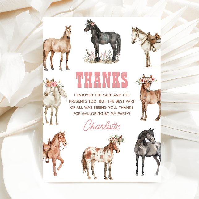 Horse Birthday Pony Party Thank You Card (Creator Uploaded)
