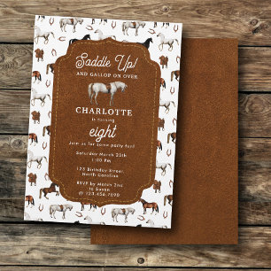 Horse Birthday Theme Cowgirl Cowboy Invitation