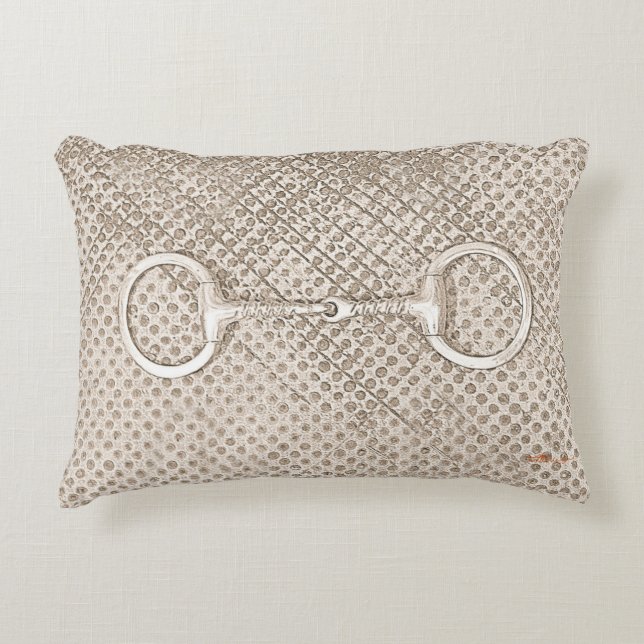 Horse Bit Nuetrals Equestrian Barn Decor Decorative Cushion (Front)