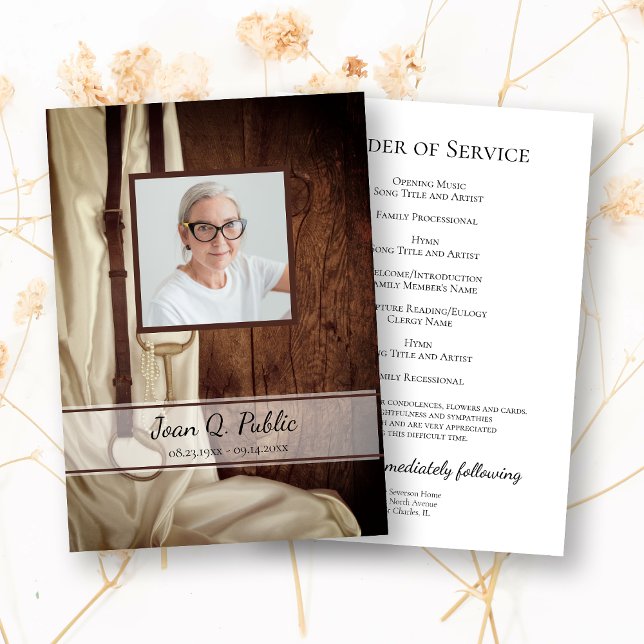 Horse Bit Satin Western Funeral Service Memorial Programme (Creator Uploaded)