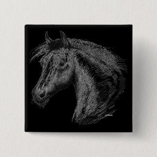 Horse: Black 15 Cm Square Badge