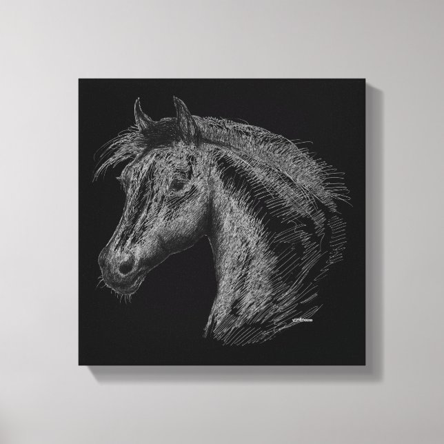 Horse:  Black Canvas Print (Front)