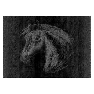 Horse:  Black Cutting Board